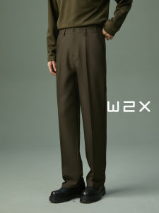 Mens Casual Straight Leg Pants Anti-Wrinkle Drapey Comfortable Spring Autumn Polyester Blend Elastic Waist Casual Trousers