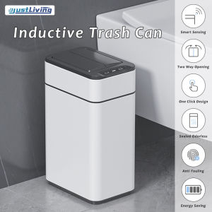 JustLiving 1PC Space-Saving Smart Induction Trash Can Household Automatic Toilet Toilet Paper Basket Narrow Gap with Lid Electric Automatic Packaging Trash Can(IPX4)