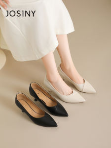 Josiny | Pointed Toe Easy Slip-On Comfort Mid Heel Office Pumps
