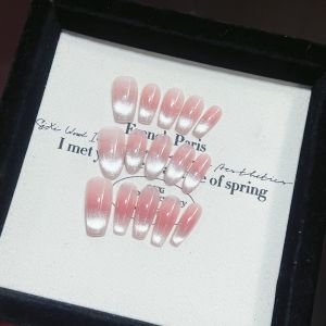 Son Má Hồng Thủ Công Luminous Glass Bead Cats Eye Pure White Nail Art Stickers Dễ Thương Thanh Lịch Trang Trí Móng Tay