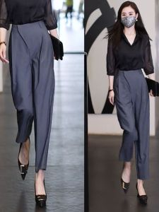 Elegant High Waist Womens Suit Pants Spring Summer New Style Slimming Scythe Casual Harlan Pants Korean Version Thin Model