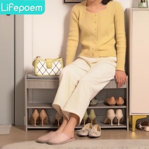 Shoe Cabinet with Soft Pad Shoe Changing Stool With Flap Household Doorway 2 Layer Shoe rack Shoe Cabinet Stool Integrated Shoe Wearing Stool Rak Kasut Shoes Shoe Cabinet