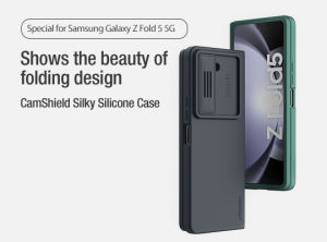 Nillkin trường hợp silicone camshi (Kiểu giá đỡ)eld Samsung Galaxy Z Fold 5 Vỏ điện thoại Silky Soft Silicone Slip Cover Camera Bảo vệ Quay lại Cover