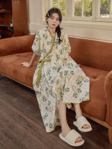 miiow | Cat Lady Floral Sleep Dress Womens Style With Chest Pad Summer Thin Loose Casual Nightgown Mid-Length Can Wear Outdoor Home Clothes