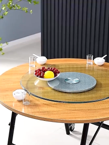 50-80cm Tempered Glass Turntable - Rotating Dining Table Top with Sturdy Base Lazy Susan for Kitchen
