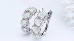 Lohaspie Jewelry Real 2.2 Carats Solid Sterling Silver 925 Clip Earring Original Natural Opal Garnet Clip Earring Opal Stone Original Garnet Earring Birthstone For Women Jewelry