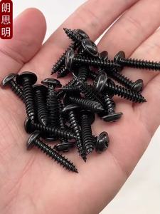 LANGSIMING | Black 304 Stainless Cross Round Head With Washer Self-Tapping Screws Black Zinc Plated