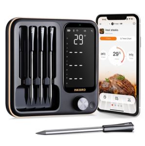 INKBIRD INT-14-BW 4 Probes Wireless BBQ Thermo-meter with Three-Mode WiFi Bluetooth Meat Thermo-meter and IP67 Waterproof