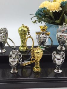 Mini Football Goal Cup Model Keychain UEFA Champions League Bundesliga Trophy Soccer World Cup Souvenir Fan Gear Key Holder