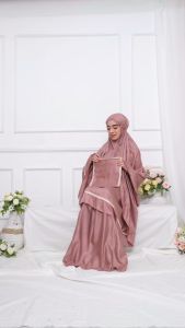 Mukena Couple Ruwaida Polos Renda Dewasa Jumbo Anak 5 - 10 Tahun