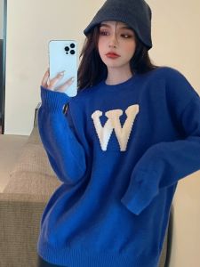 GUZILIAN | Loose Long Sleeve Womens Knitwear Fashionable Letter Casual Style Autumn Winter New Arrival Versatile Round Neck Top