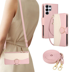 szhaiyu | Wrist Strap Zipper Leather Phone Case for Samsung S25 S26 S24 Ultra S21 FE S23 S22 Plus Note 20 Crossbody Wallet Cards Cover