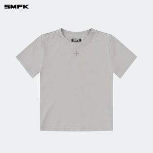 SMFK | Slimming Embroidery Cross Pattern Waist Tying Short Sleeve Tee