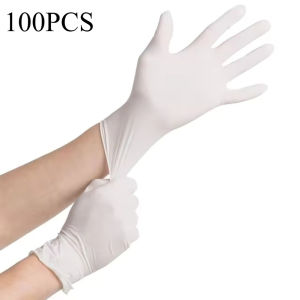 30//60/100PCS Disposable White Nitrile Gloves Cleaning Nitrile Gloves Hairdressing Bathing Cleaning Household Kitchen Dirt Tools