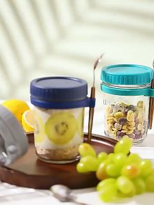 Fridye Overnight Oats Container With Lid And Spoon Overnight Oats Jars Portable Mason Jars With Lid