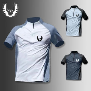 เสื้อยืดกีฬาคอตั้งแขนสั้นแบบมีซิปครึ่งตัวแห้งเร็ว ดูดซับเหงื่อ ระบายอากาศได้ดี สำหรับการวิ่งและออกกำลังกาย สำหรับผู้ชายและผู้หญิง