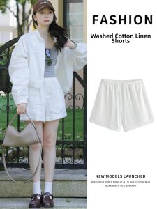 YISOF | Summer High Waist Cotton and Linen Sport Shorts For Petite Women