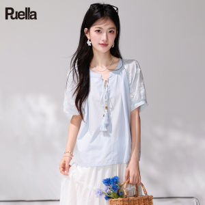 puella | Áo Blouse Phong Cách Pháp Thêu Có Chuyền