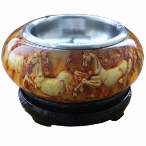 Large Size Crystal Ashtray Luxury Stainless Steel Slot Creative Gift for Living Room Office Birthday Present