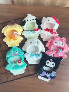 Duocoo✅Ready✅10 ซม. Kitty Kuromis Cinna Melody เสื้อผ้าตุ๊กตา Labubu เครื่องแต่งกาย เสื้อคลุมกำมะหยี่ตกแต่งตัวการ์ตูน