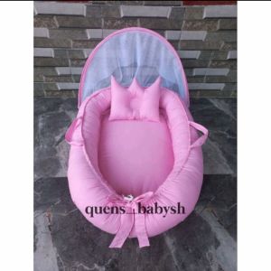 Kasur bayi jinjing model perahu polos(Baby nest kasur baby)+bantal anti peyang dan kelambu macing