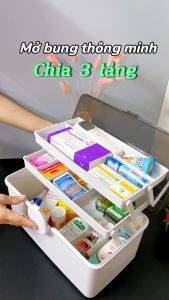Hộp Đựng Thuốc Gia Đình 3 Tầng NẮP MÀU TRÀ Hộp Y Tế ĐA NĂNG Phân Loại Thuốc TOMHOUSE Cỡ Lớn Siêu Tiện Dụng