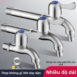Vòi Inox 304 Mở Nhanh Đơn Cho Máy Giặt và Chậu Lau Nhà 1/2 inch
