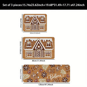 VIKAMA Christmas Gingerbread Man Rug Water-absorbing Kitchen Set Floor Mat Entry Hall Door Mat for Home Decoration