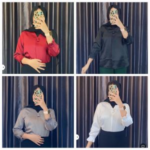 Saby Top Satin Silk Premium / Kemeja Silky Wanita / Safire Blouse