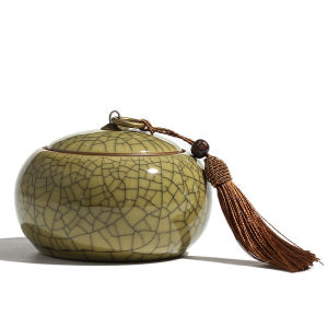 Sealed Carved Ceramic Tea Caddy