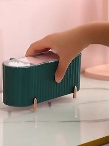 AKIRO HOME Dust-proof Makeup Organizer Makeup Storage Box For Cotton Pads Swabs 3 Compartments Makeup Container wt Lid Bekas Kapas Bekas Kosmetik 化妝品收納盒