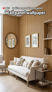 3.5mm Extra Thick PVC 3D Fluted Wall Panel 40x280cm Wood Grain Self-Adhesive Waterproof Wallpaper Sticker Dinidikit lang sa Pader ng Kwarto Living Room