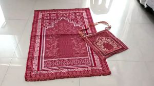 Sajadah Travel Polikatun Tipis Motif Klasik + Tas Tali Panjang Warna