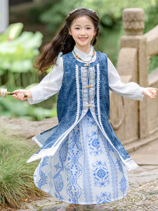 MPW | New Chinese Style Three-Piece Set For Girls Spring Autumn New Hanfu Suit Childrens Ancient Style Tang Costume MPW Brand
