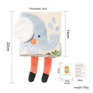 Baby Toys Cloth Book Early Educational Baby Toys Sensory Book Baby Soft Books Toys Fluffy Cartoon Elephant Books With Mirror