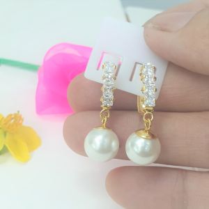 Bông Tai Kiểu Ngọc Dáng Thả Xoàn Cao Cấp-Dùng lâu dài tắm rửa thoải mái không phai không kiêng mồ hôicó pha vàng bên trong (Có Ký Hiệu-Dùng Như Vàng)