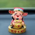 God of Prosperity 三喜财神 迎祥纳福红衣Q版财神手捧元宝聚宝盆树脂喜庆工艺品摆件. 