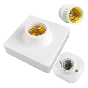 E27 Light Socket with On/Off Switch - Easy Wire Installation for Garage Balcony Lighting (White 1-Pack)