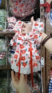 Baju Kucing Dress Bahan Katun Tambah Busur Terlucu Baju Anjing Kelinci Lucu Murah Size XS XL