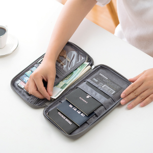 Travel Document Organizer - Waterproof Passport Holder with RFID Blocking Multi-Card Slots & Zipper Pocket for Airplane/Train