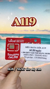 Sim 4G Mobifone A119 Tặng Tháng Đầu Hoàn Toàn Miễn Phí Có Sẵn 6GB/Ngày + 500p Nội Mạng Sử Dụng Tẹt Ga Mạng Tốc Độ Cao | FREESHIP - CHƯA KÍCH HOẠT
