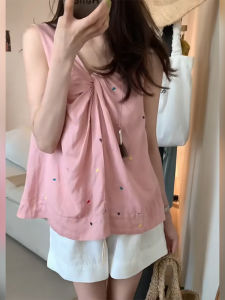 BINKAFENNY | Irregular Pink Heart Knot Strap Vest Womens Summer New Design Sensation Outerwear Sleeveless Small Top Fashion Style