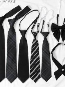 Black Casual Style Mens Shirt Tie Bow Tie Formal Shirt Necktie Womens Accessories JK College Style Zipless Suit Shirt Tie