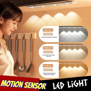 Motion Sensor LED Light Rechargeable Night Lights Vibe Light for Cabinet Kitchen 3-Color 20/40/60CM