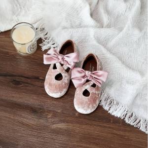 New Cross Bow Soft Bottom Velvet Girls Shoes