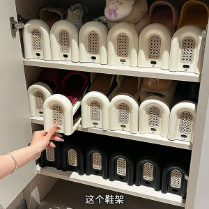 ตู้รองเท้าแบบสองชั้นสำหรับบ้านขนาดเล็ก ชั้นวางรองเท้าหน้าบ้าน ชั้นวางรองเท้าแบบแยกชั้น จัดระเบียบสินค้า