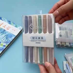FH-A116 Highlighter Set Isi 6pcs Double Tip Warna Pastel Motif Polos Penanda Teks Buku Siswa Spidol