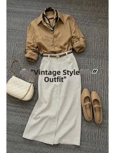 V.C.I | Elegant Luxurious Khaki Linen Cotton Shirt