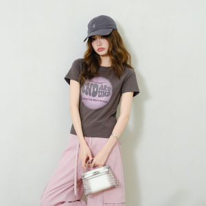 Retro Vintage Letter Print Slim Fit Short Sleeve Tshirt