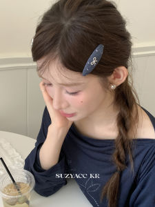 Suzyacc Kr Early Autumn Polka Dot Denim Butterfly Knot Hair Clip Womens Side Clip Fashionable Retro Japanese Style Hair Accessories